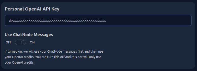 switch this OFF to use only OpenAI.com credits