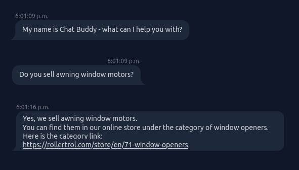 Our chatbot answers questions about your business; links are correct